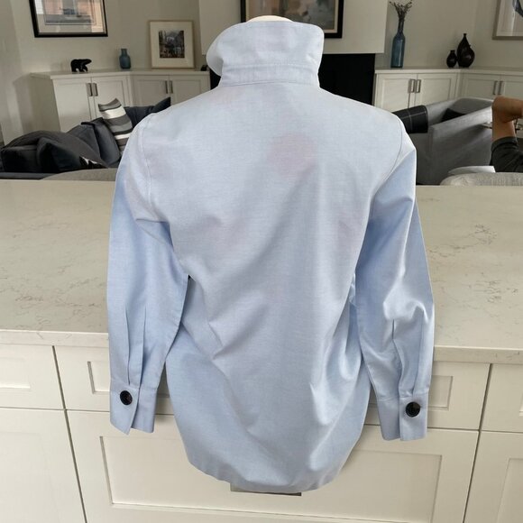 Chico's Pull On 3 Button Cotton Tunic Top w Lg Button Detail Lt Blue Sz 2P NWOT - Picture 7 of 13